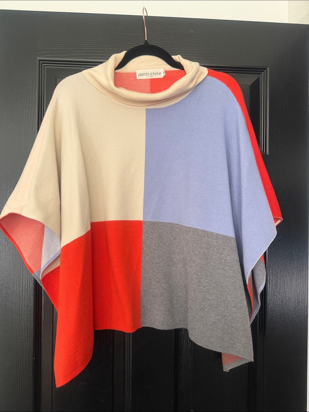 Ponte Colorblock Pullover Poncho in Beige, Orange, Lavender, Gray